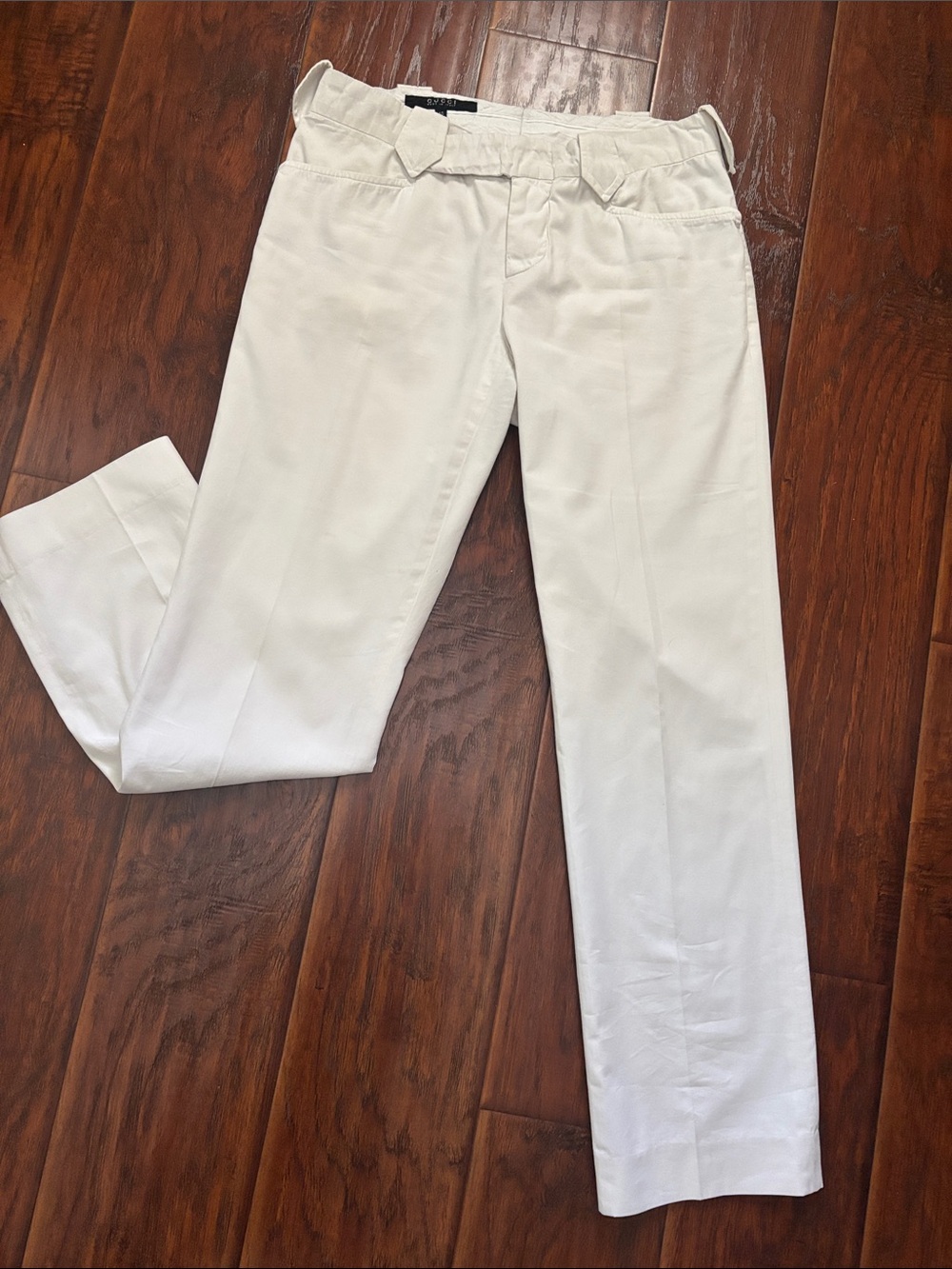 Authentic Gucci White Fully Lined Dress Pants with Black Label.